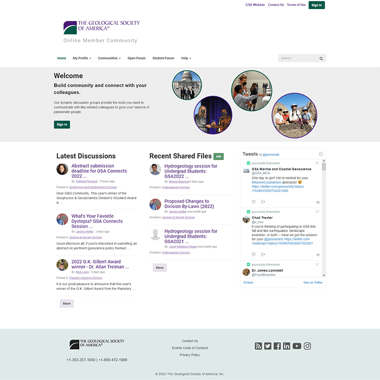A web page displays dynamic feeds on a clean, bright layout.